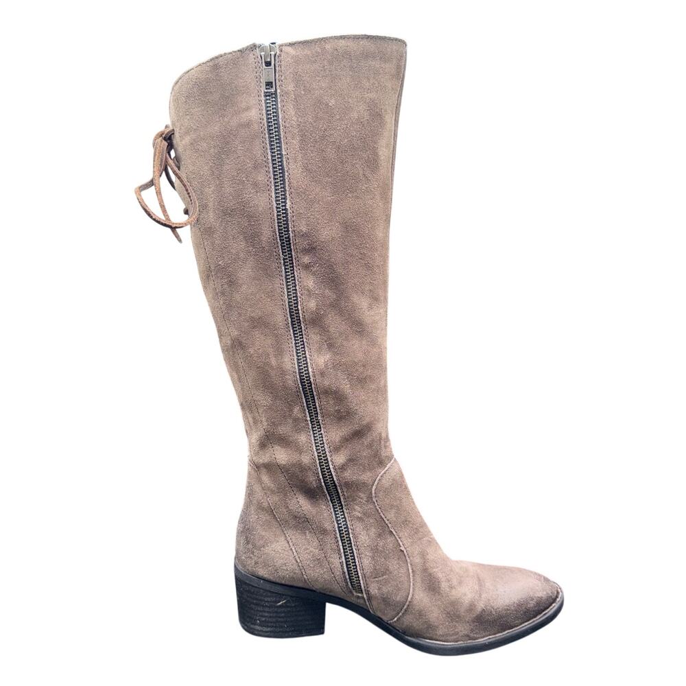 Born Suede Tall Knee High Boots Brown Side Zip Plaid Lined Women’s 9M - Picture 9 of 16